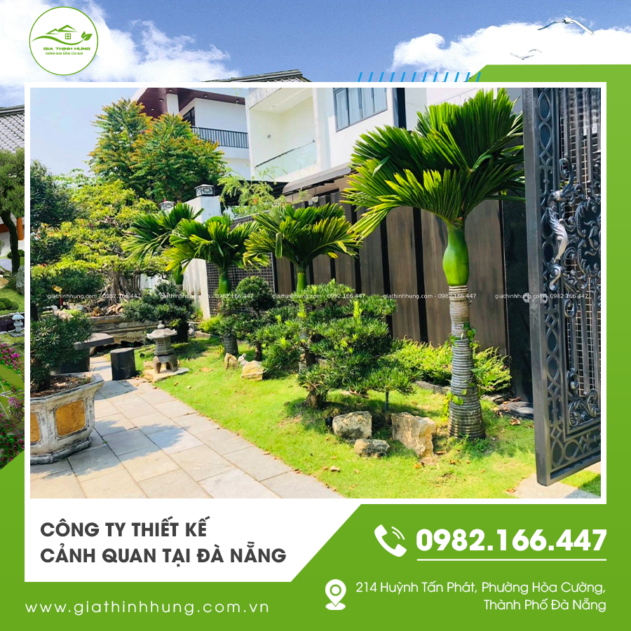 Công ty thiết kế cảnh quan tại Đà Nẵng thực hiện dự án sân vườn biệt thự với cây xanh