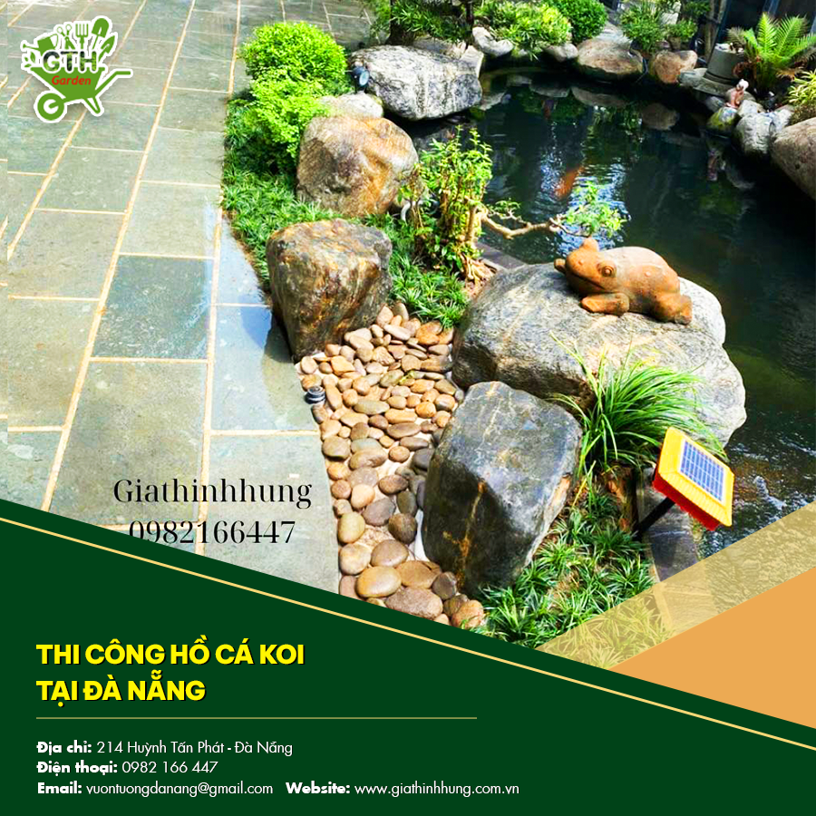 Hồ cá koi ngoài trời được thi công tại Đà Nẵng, nổi bật với đàn cá bơi lội Hồ cá koi ngoài trời được thi công tại Đà Nẵng, nổi bật với đàn cá bơi lội