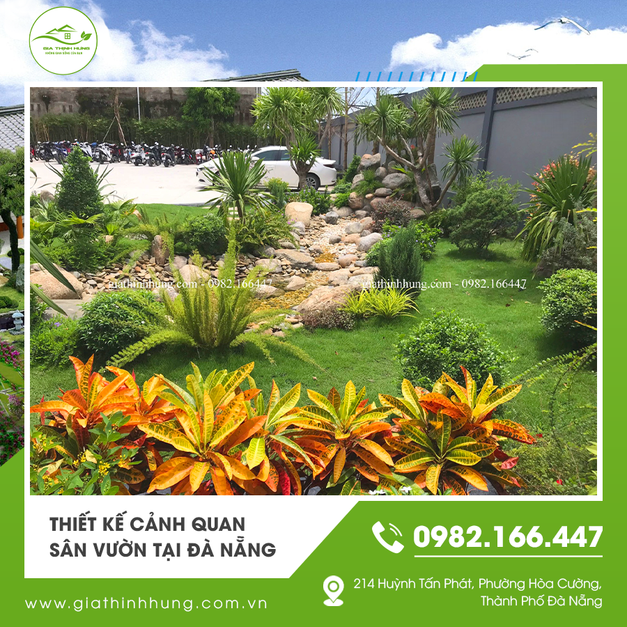 Khu vườn biệt thự được thiết kế cảnh quan sân vườn tại Đà Nẵng