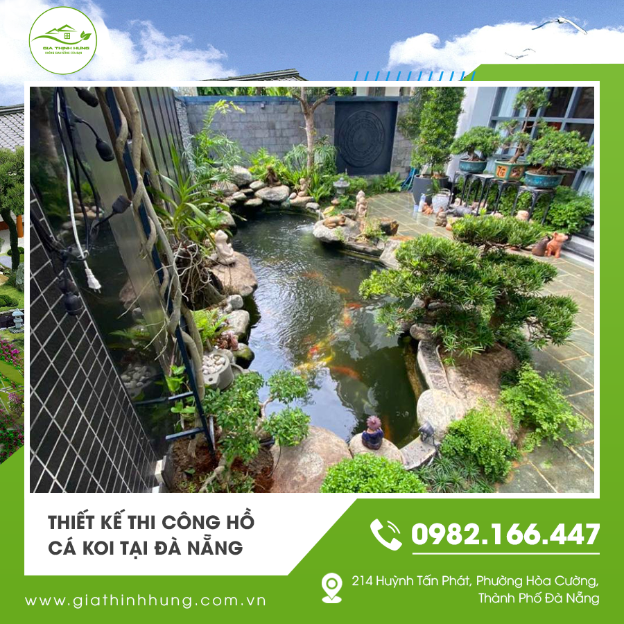 Hồ cá koi được thiết kế thi công tại Đà Nẵng theo phong cách Nhật Bản