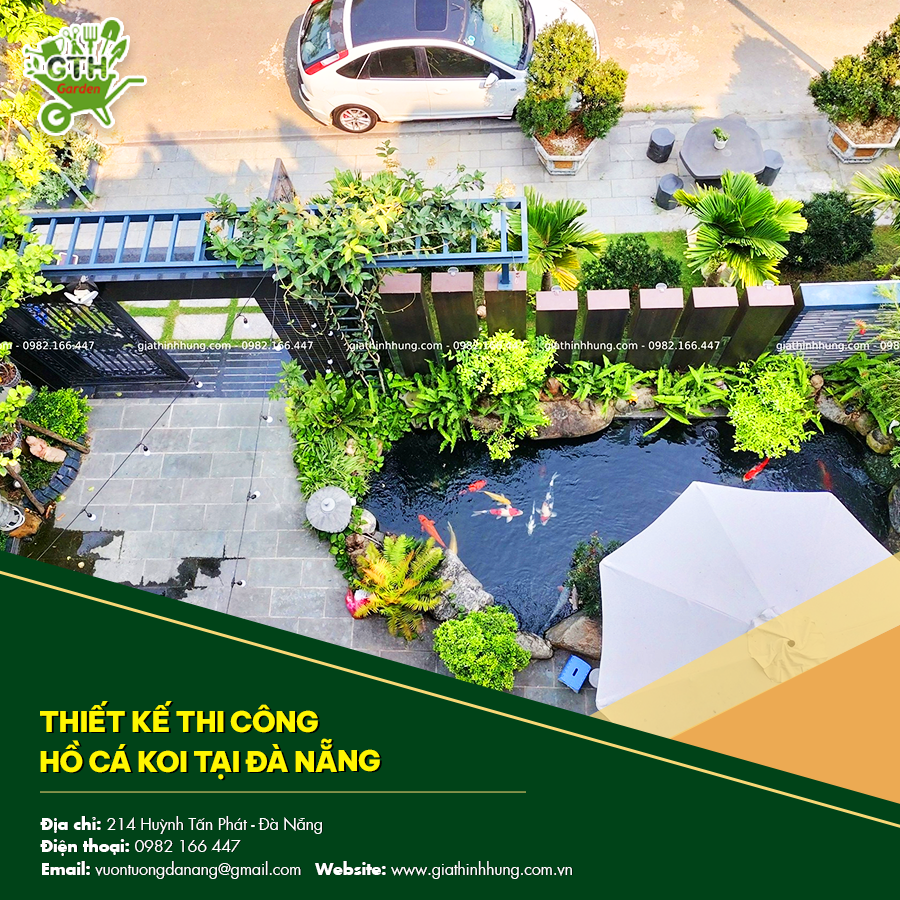 Thiết kế thi công hồ cá koi tại Đà Nẵng cho sân vườn